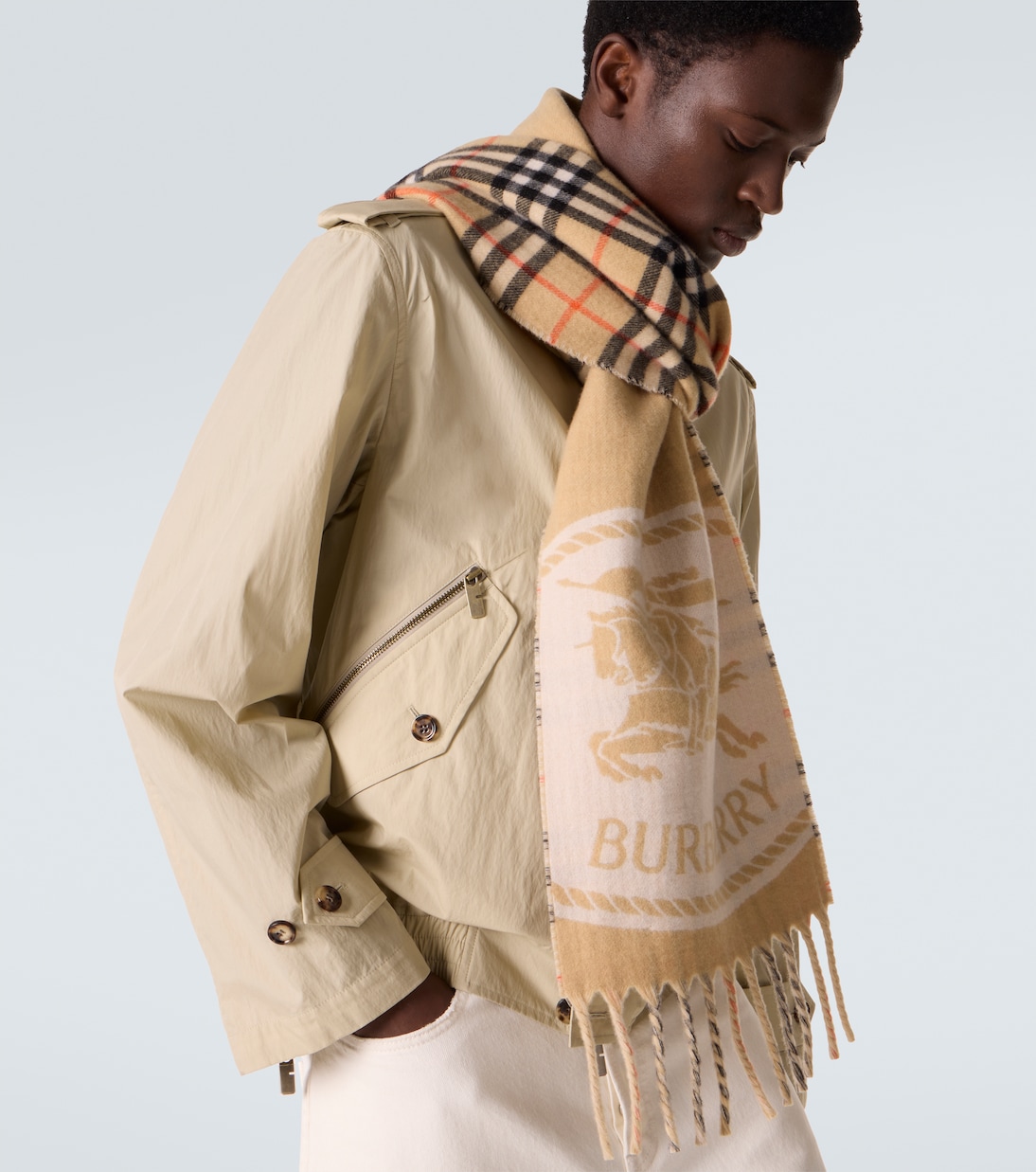 Bufanda Burberry Check de cachemir con flecos | Burberry