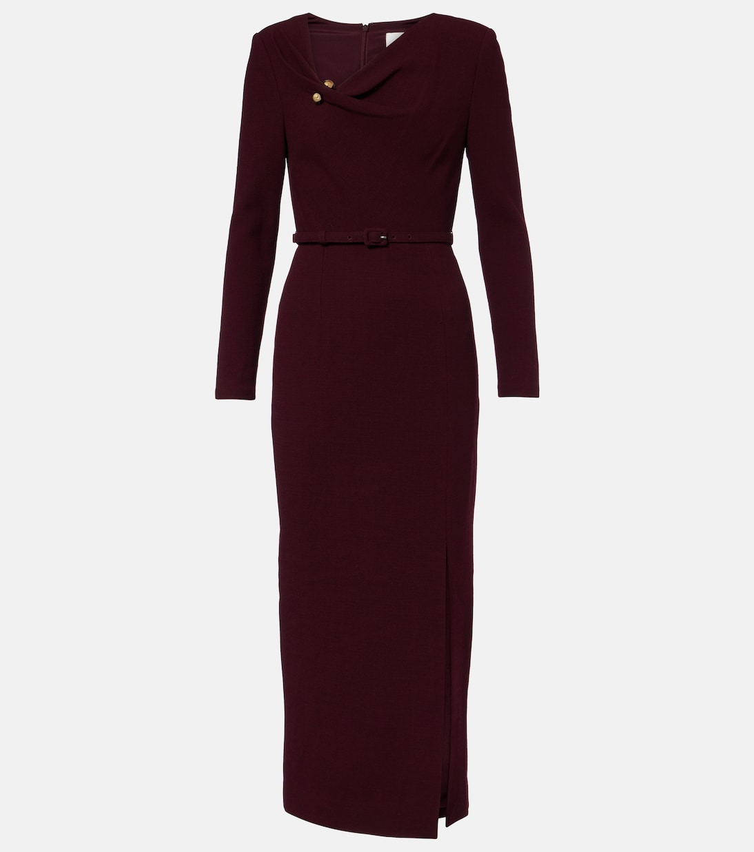 Draped belted wool crêpe midi dress | Roland Mouret