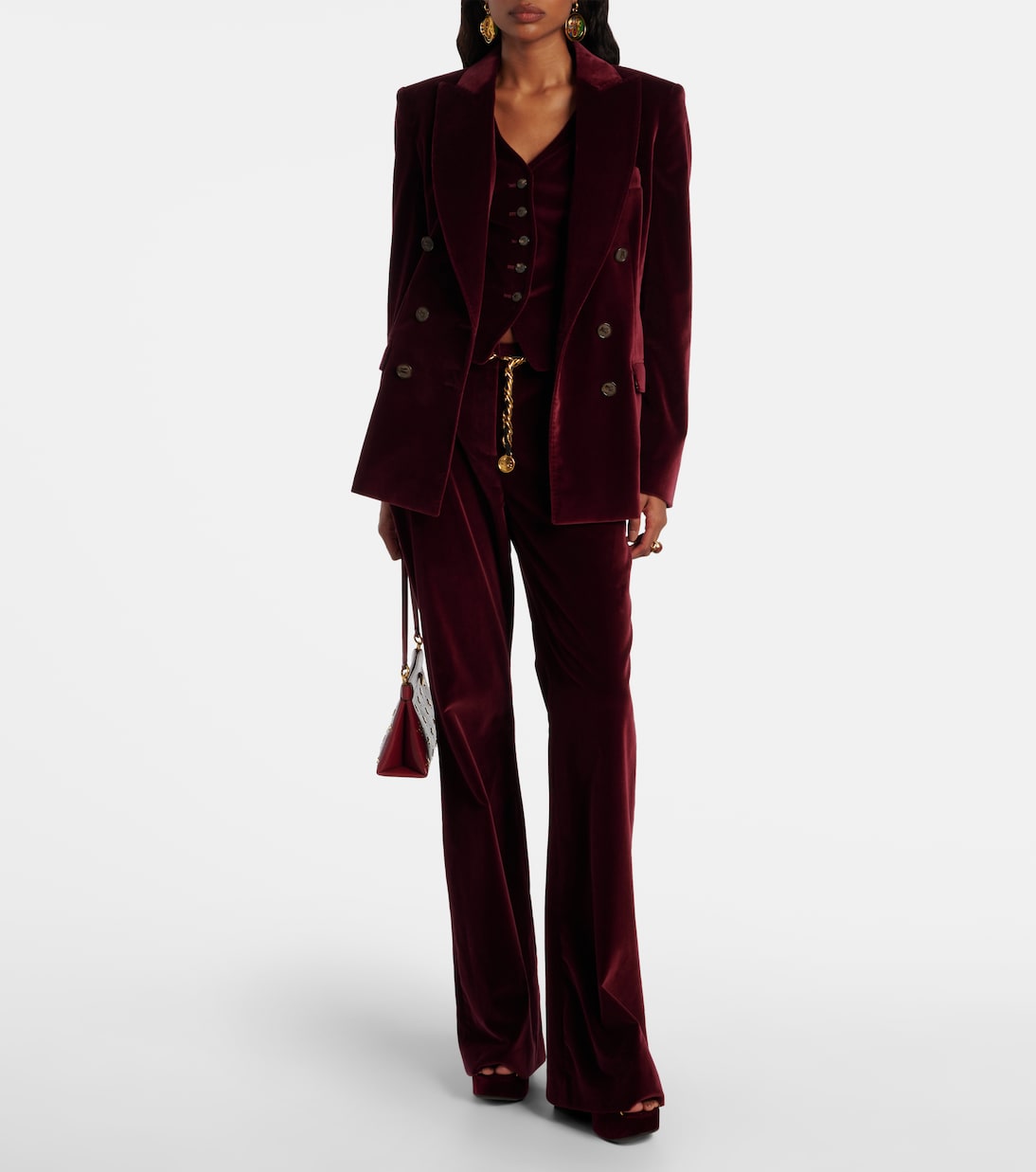 Mid-rise cotton velvet flared pants | Etro
