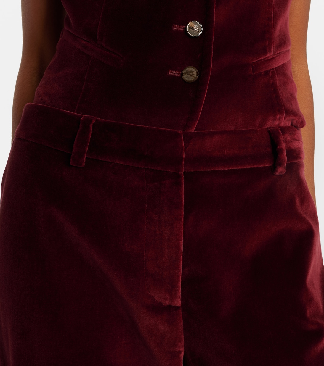 Mid-rise cotton velvet flared pants | Etro