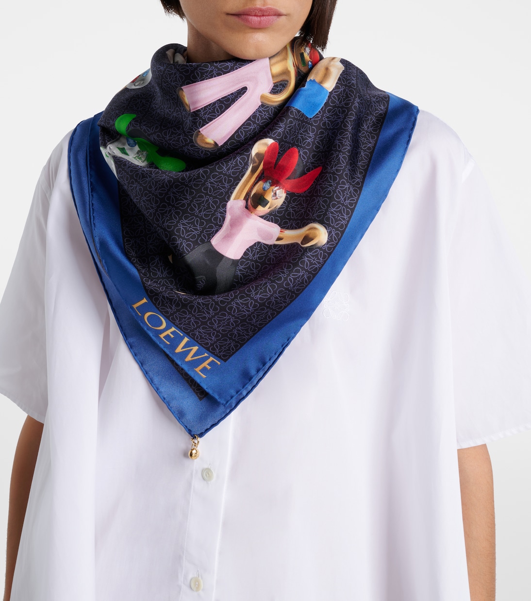 Pañuelo de sarga de seda con logo | Loewe