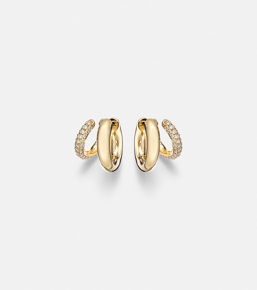 Tri-Link 14kt gold huggie earrings with diamonds | Sydney Evan