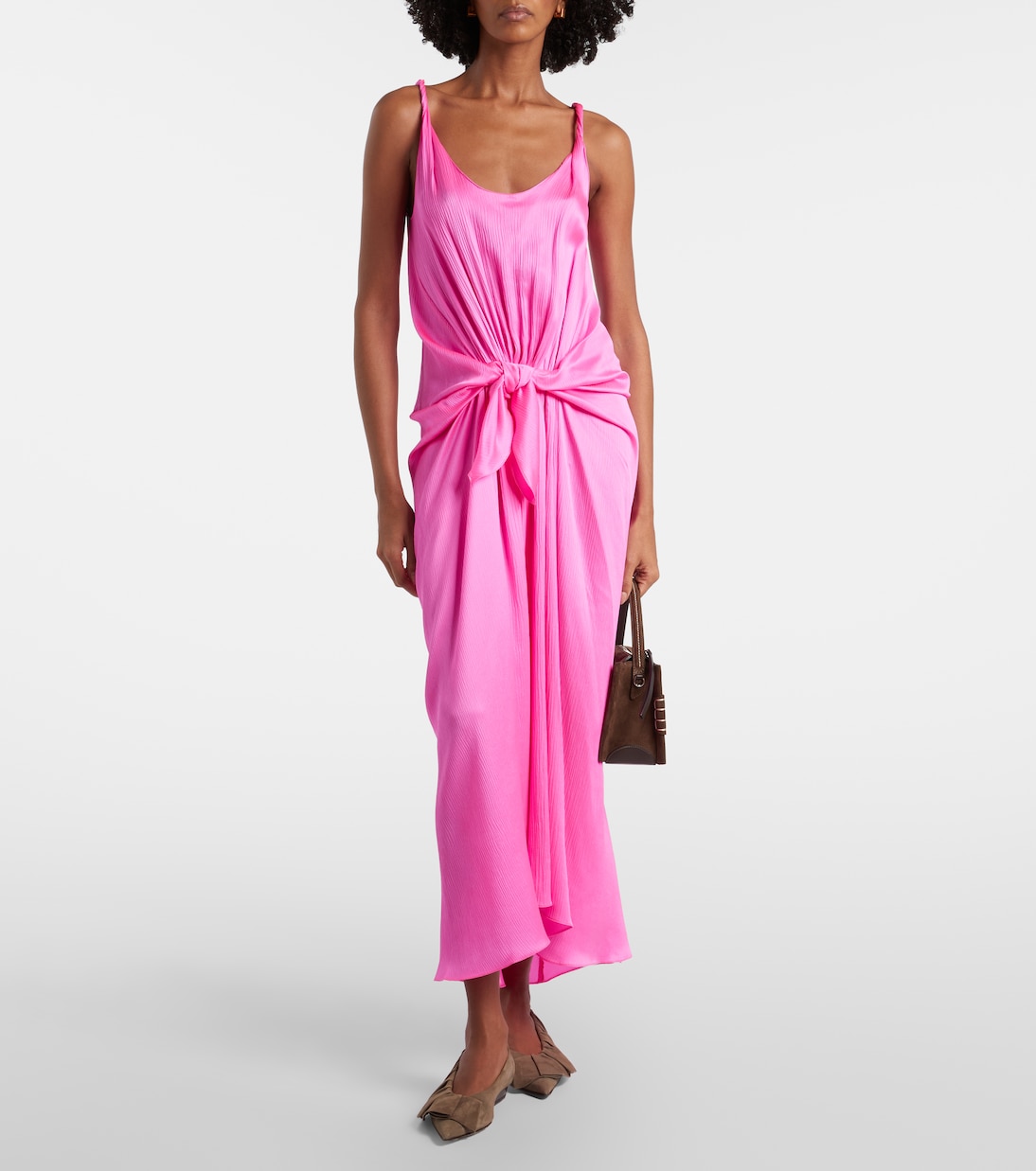 Gathered silk maxi dress | JW Anderson