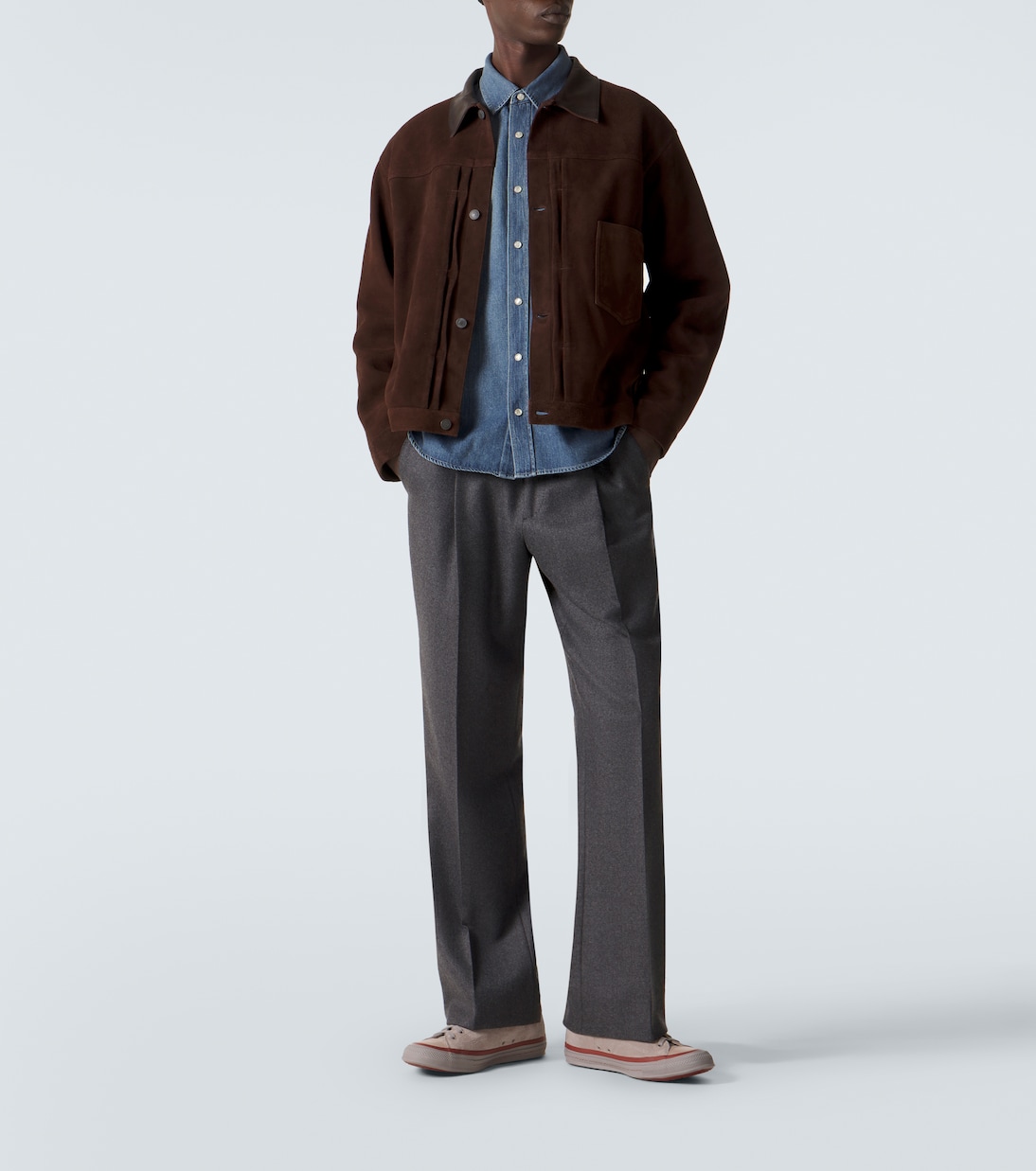 1st Type leather-trimmed suede jacket | A.Presse