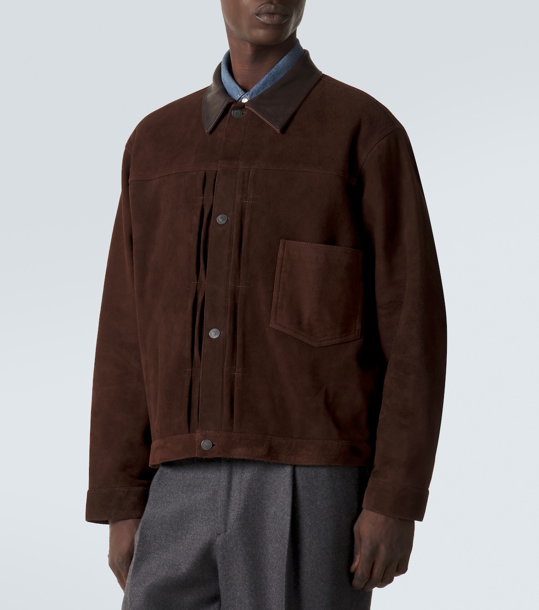 1st Type leather-trimmed suede jacket | A.Presse