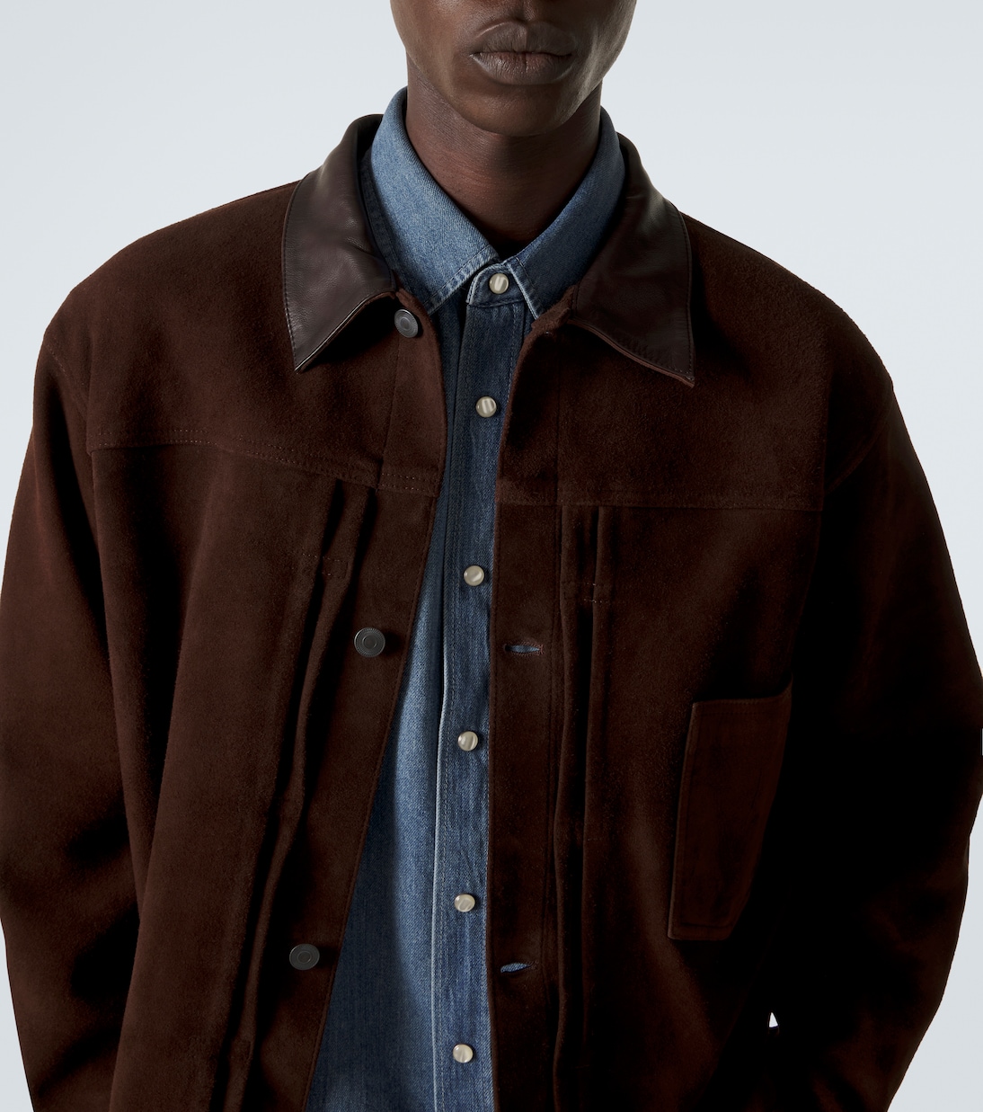 1st Type leather-trimmed suede jacket | A.Presse