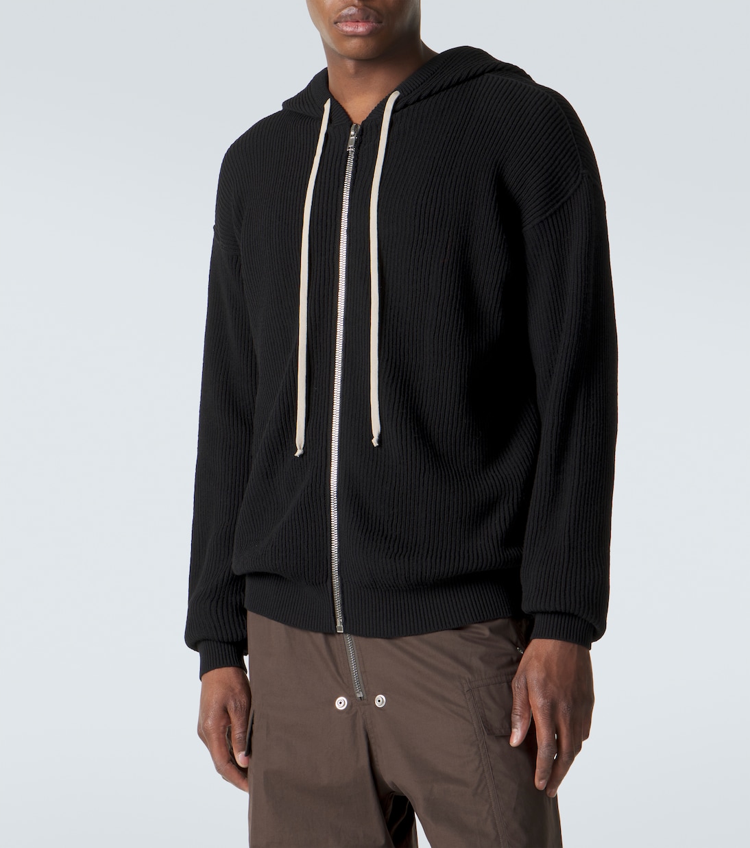 Ribbed-knit virgin wool hoodie | Rick Owens
