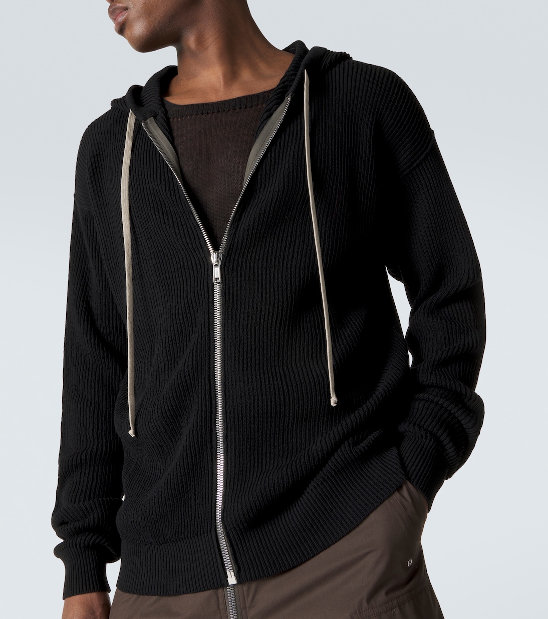 Ribbed-knit virgin wool hoodie | Rick Owens