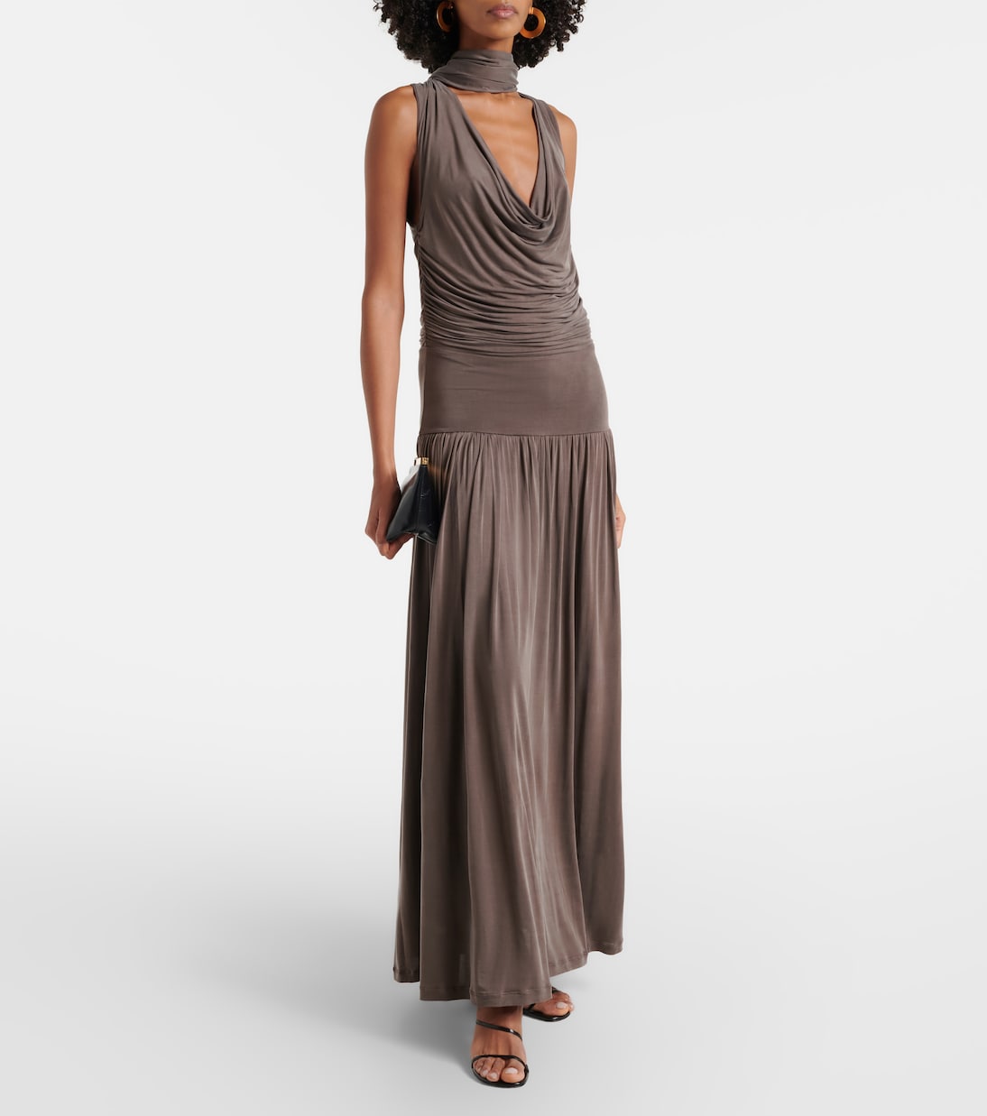 Abito lungo Alyve con scollo all’americana e drappeggio | Aya Muse