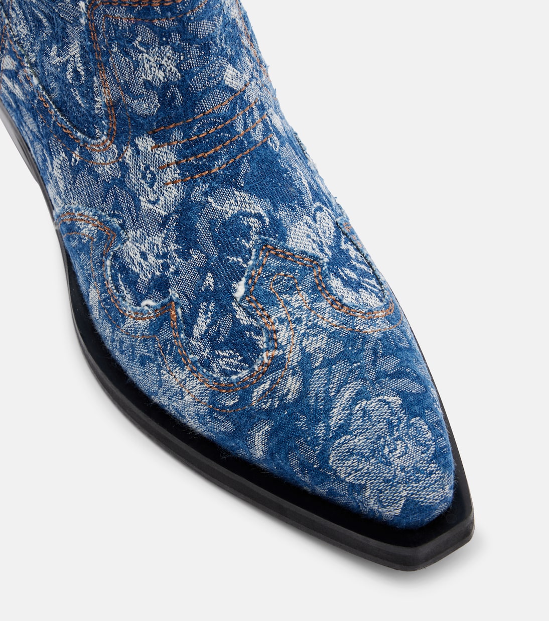 Low Shaft embroidered jacquard cowboy boots | Ganni