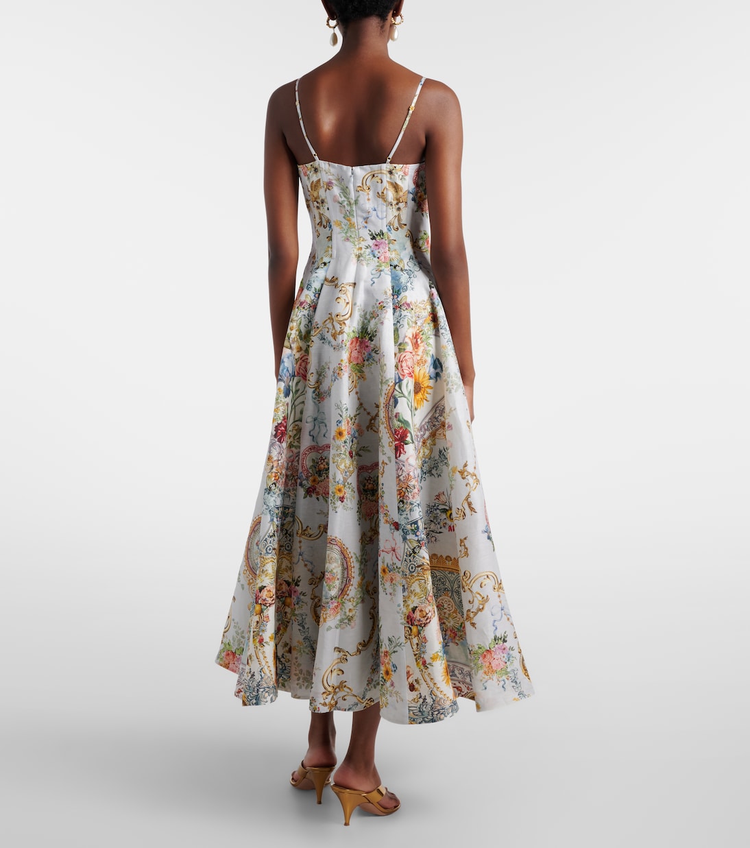 Printed linen and silk bustier dress | Camilla