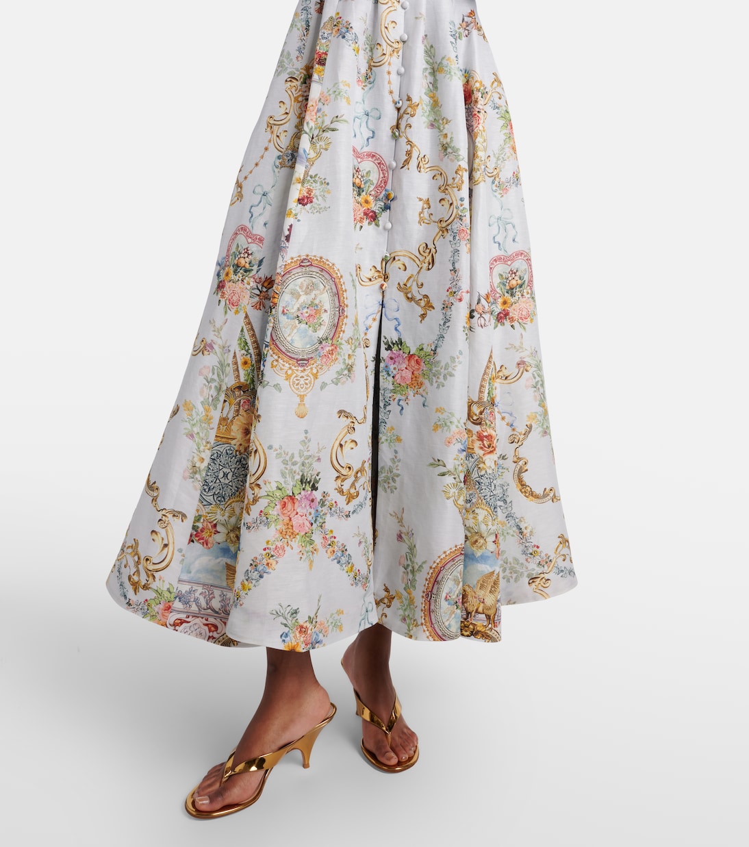 Printed linen and silk bustier dress | Camilla