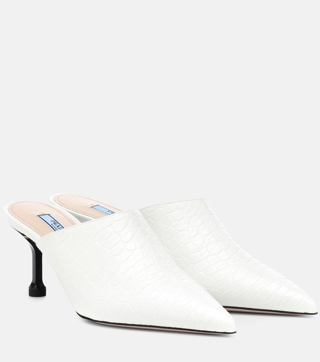 Embossed leather mules | Prada