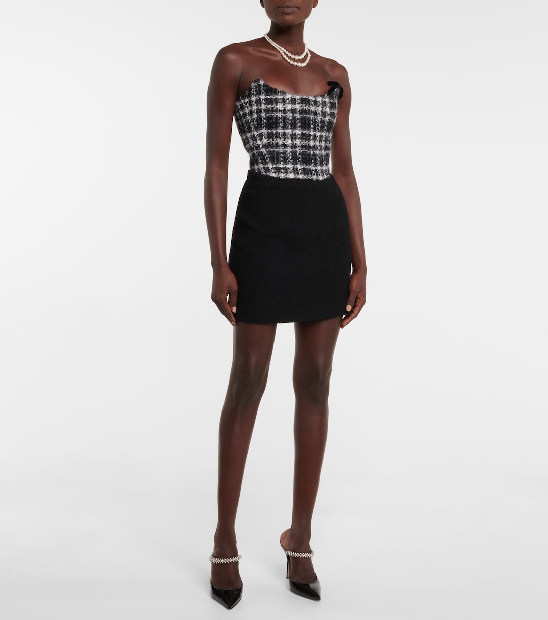 Kariertes Bustier aus Tweed | Alessandra Rich