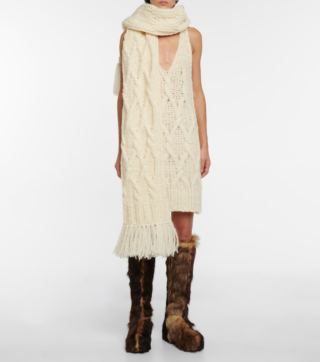 Cable-knit wool-blend minidress | Acne Studios
