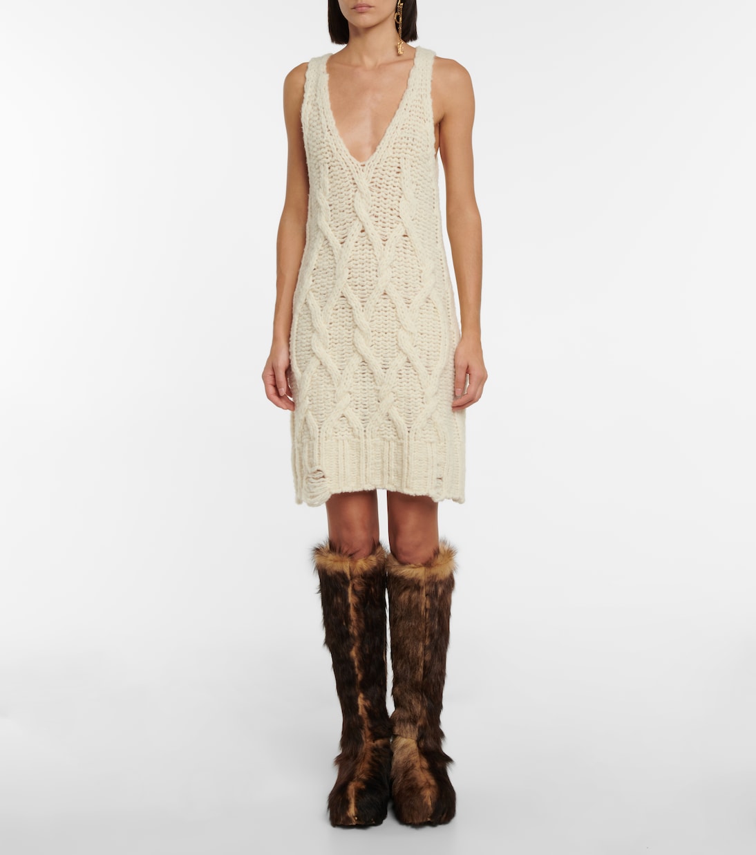 Cable-knit wool-blend minidress | Acne Studios