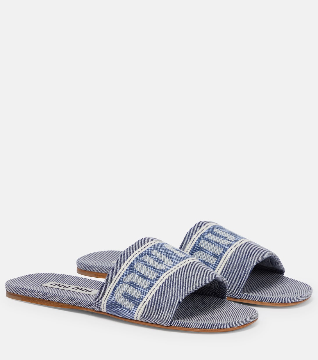 Logo jacquard denim slides | Miu Miu