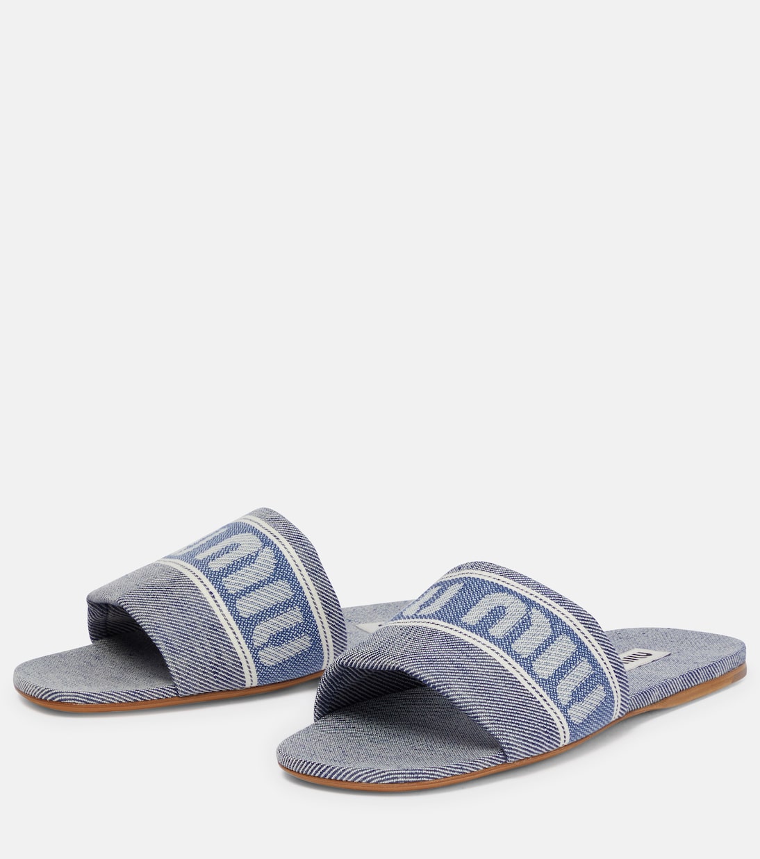 Logo jacquard denim slides | Miu Miu