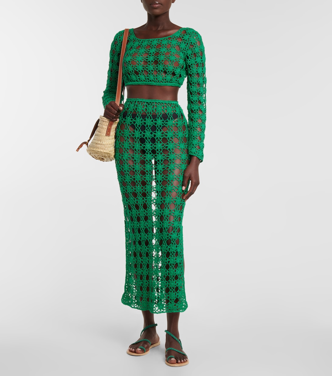 Top cropped Bella in crochet di cotone | Anna Kosturova