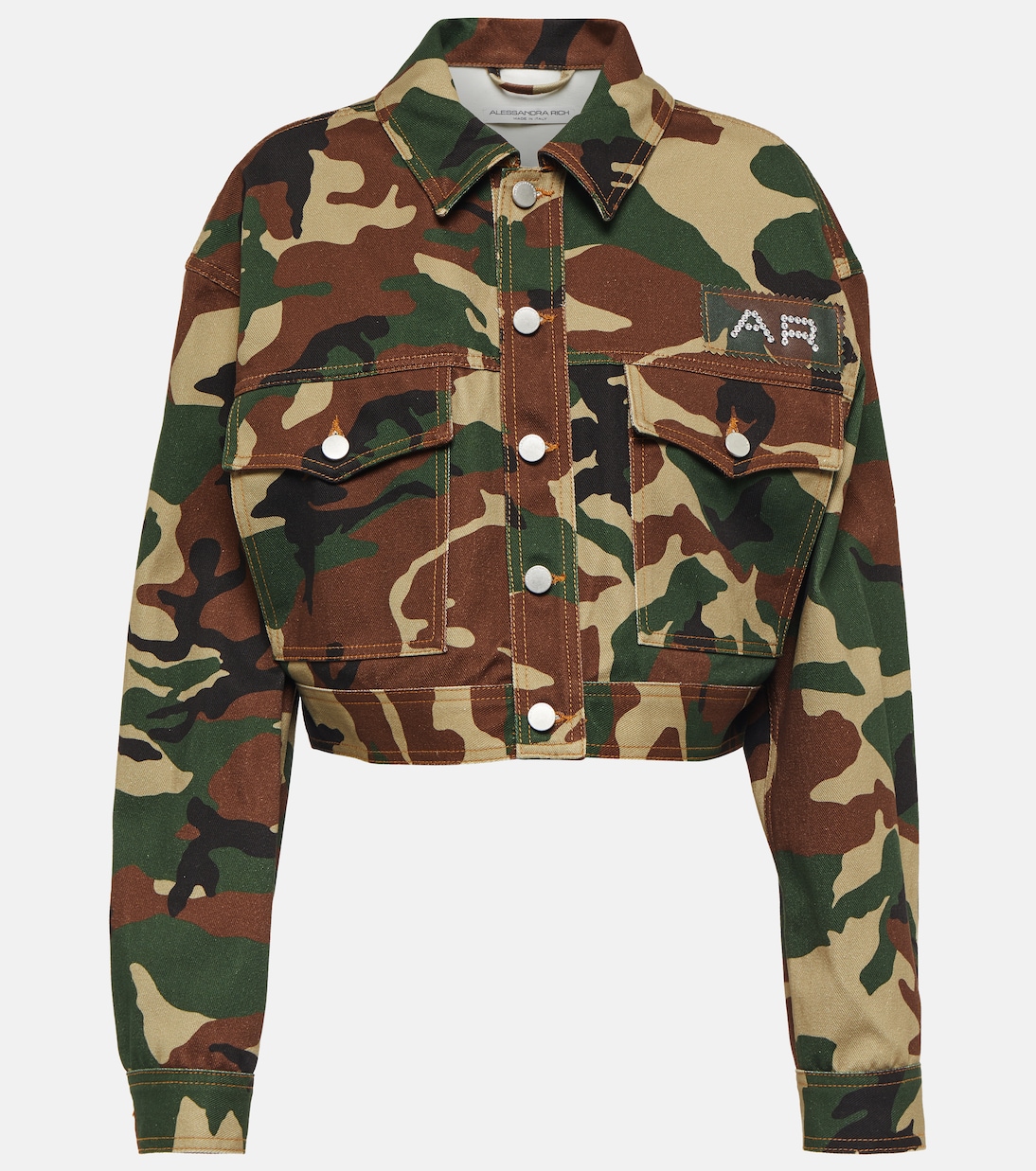 Camouflage cropped gabardine jacket | Alessandra Rich