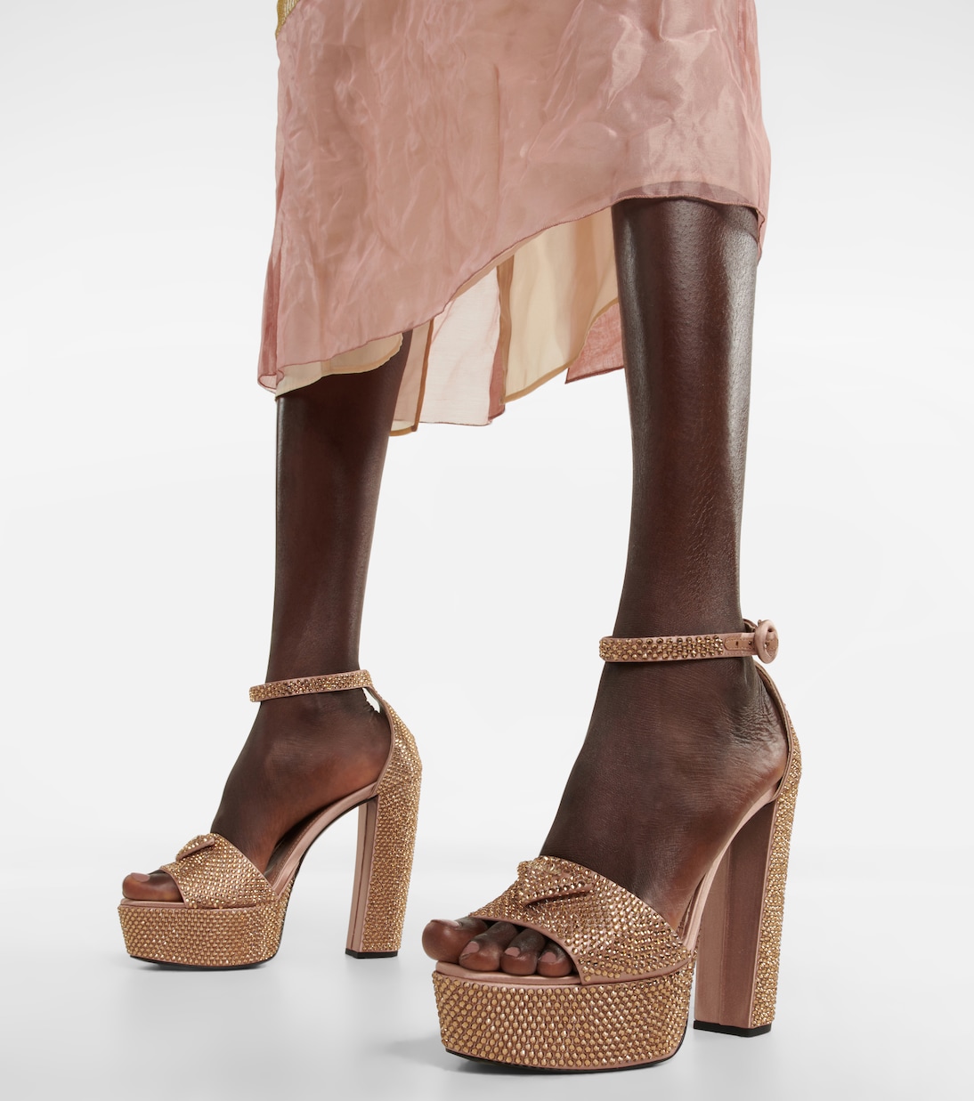 Embellished satin platform sandals | Prada