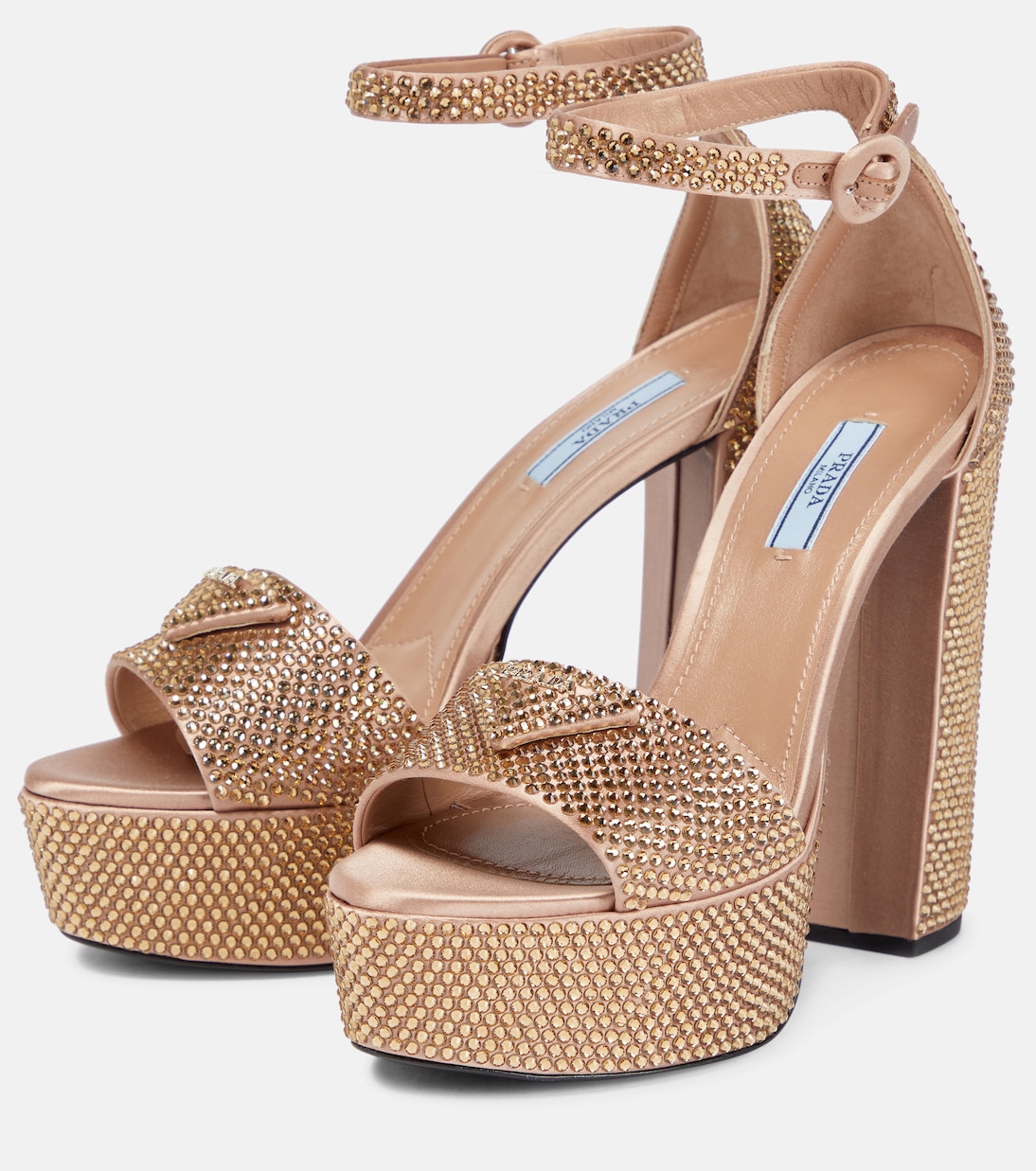 Embellished satin platform sandals | Prada