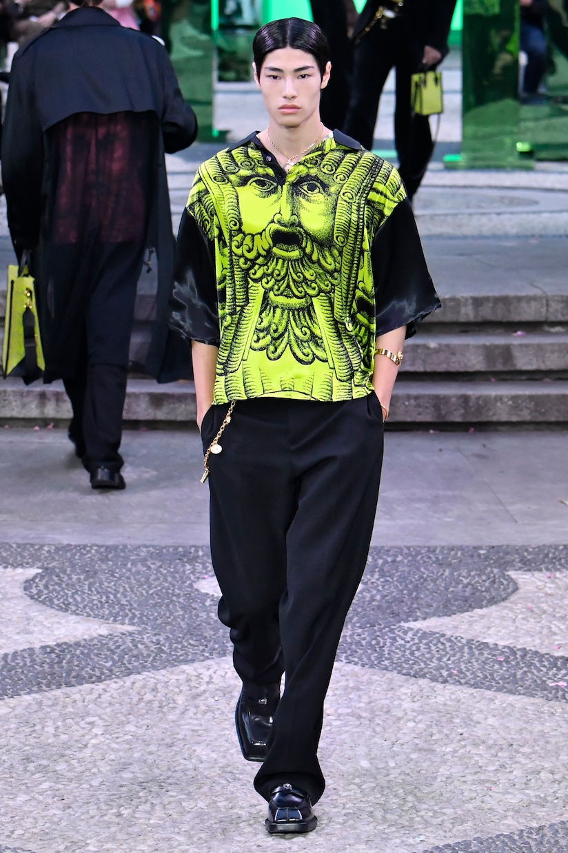Camicia bowling in raso con stampa | Versace