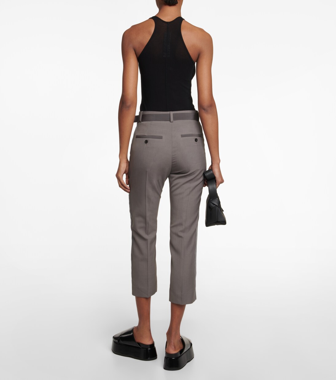Satin-trimmed cropped pants | Sacai