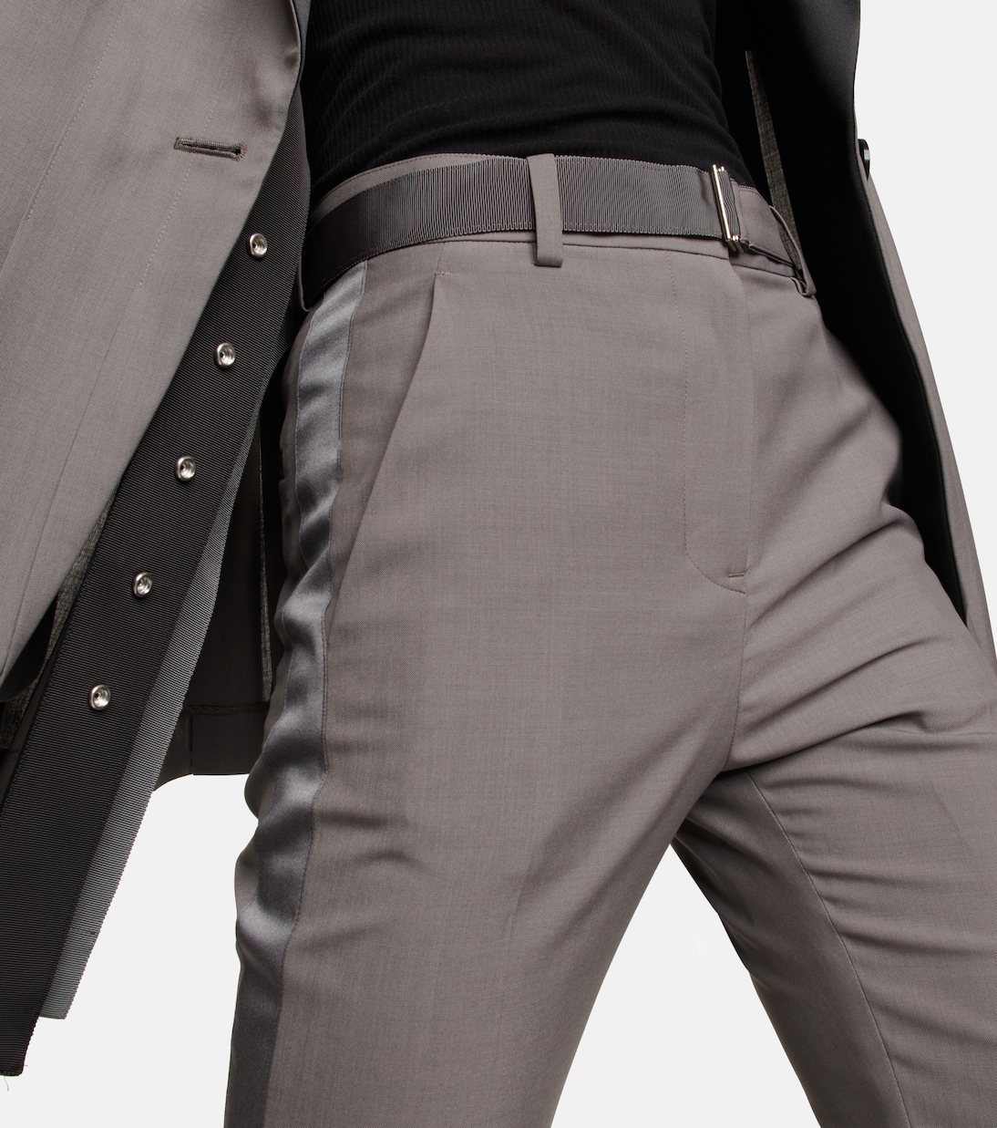 Satin-trimmed cropped pants | Sacai