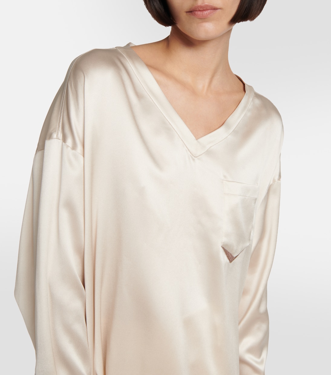 Silk-blend satin top | Brunello Cucinelli