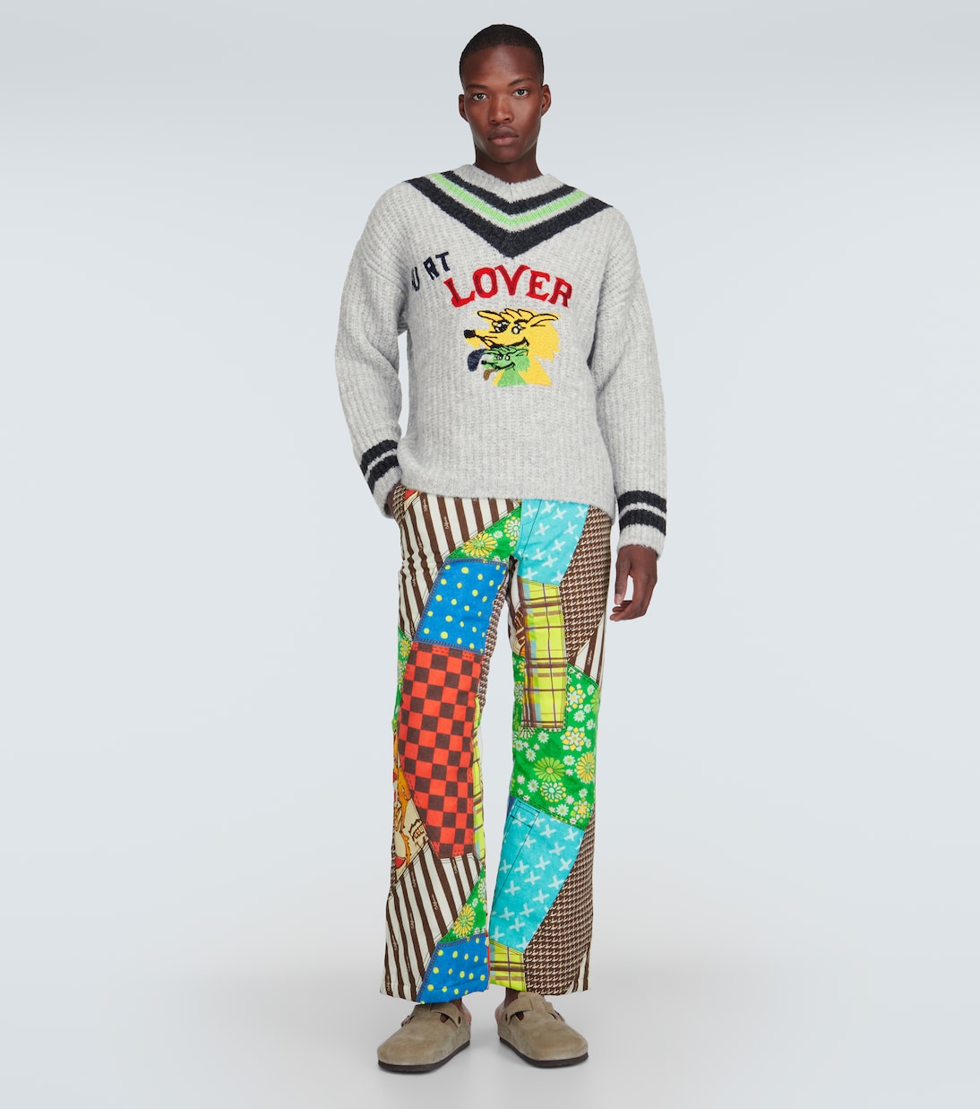 Printed cotton-blend flared pants  | ERL