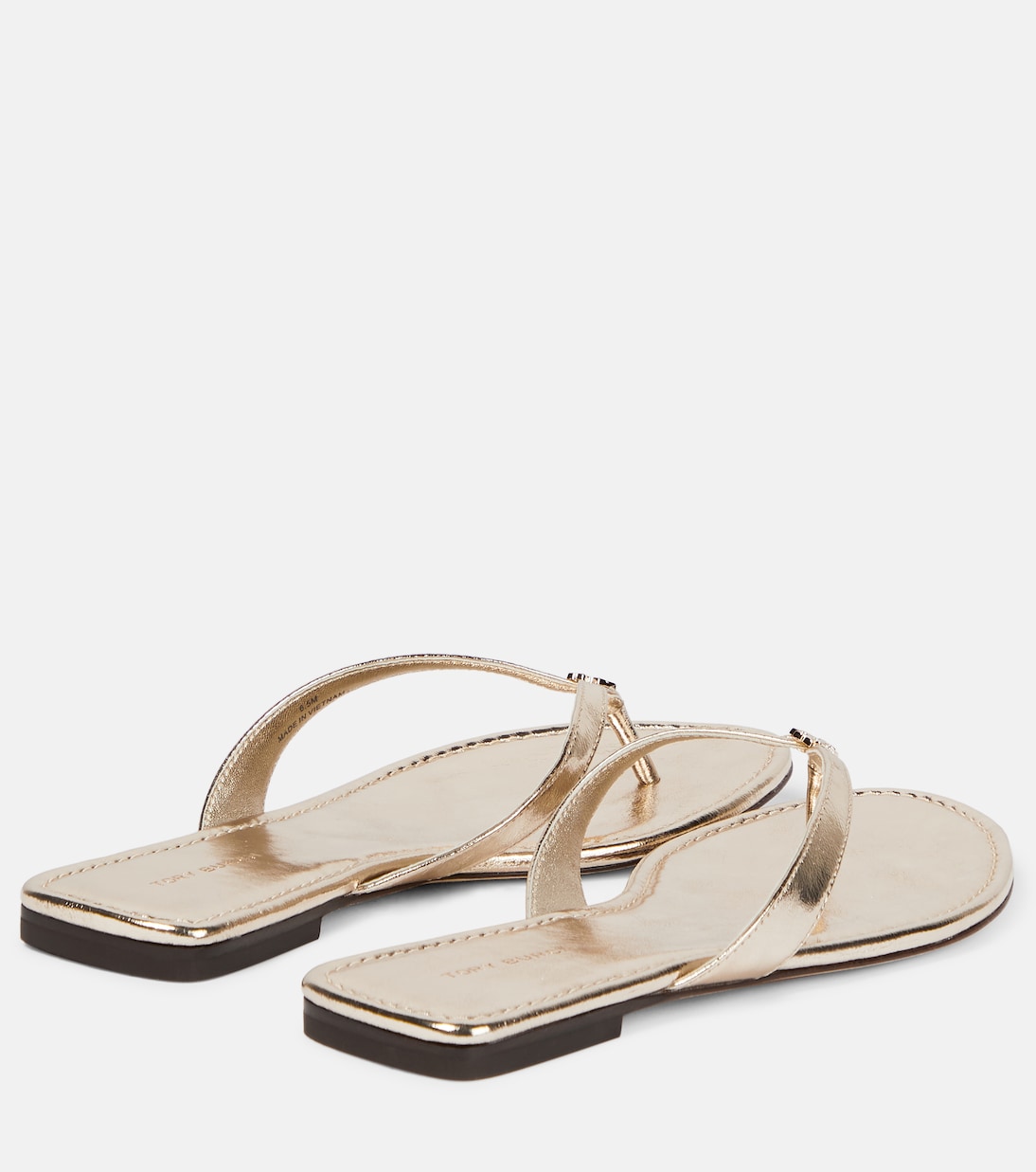 Tongs en cuir métallisé | Tory Burch