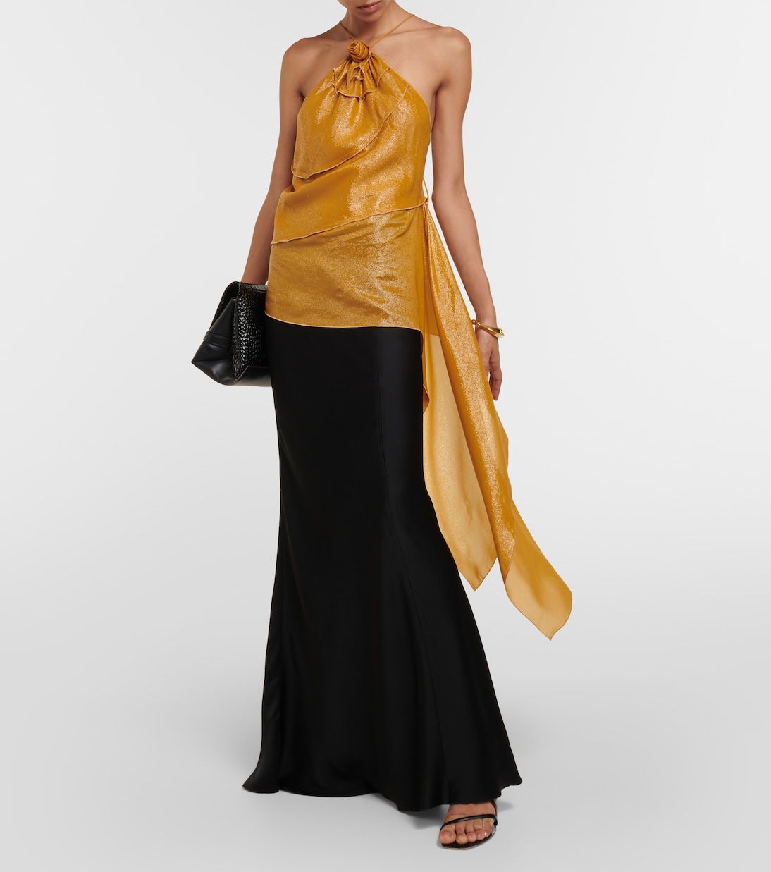 Top de lamé drapeado con apliques | Victoria Beckham