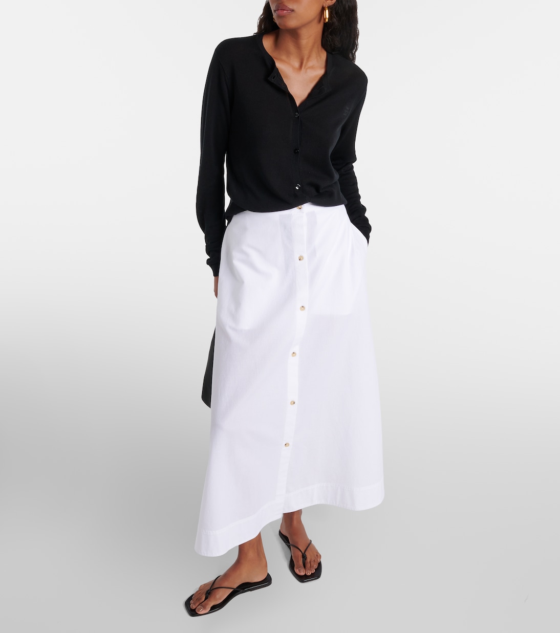 High-rise cotton maxi skirt  | Toteme