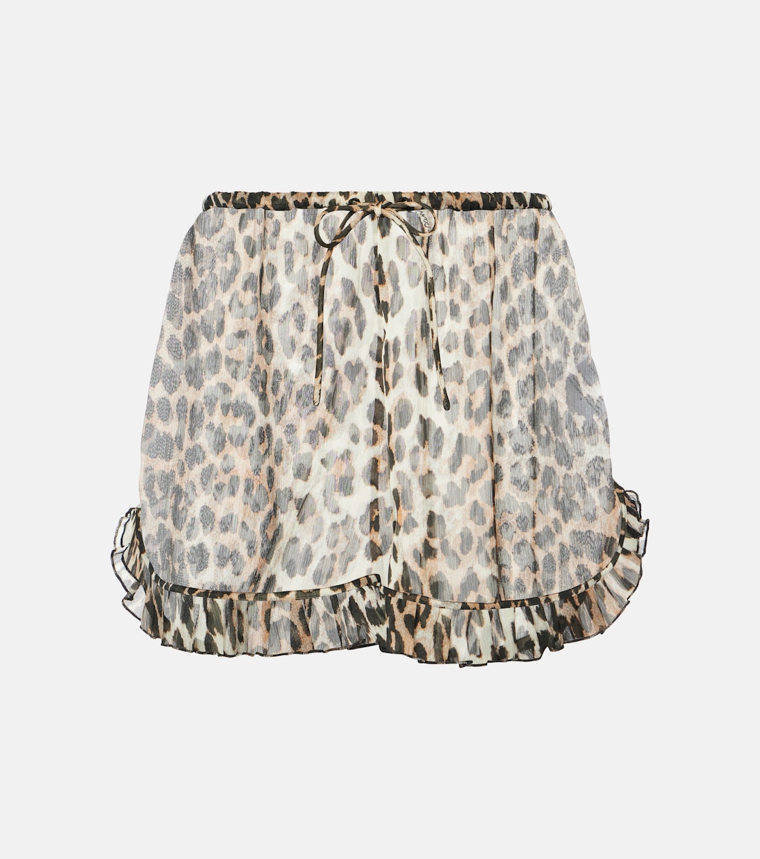 Shorts in chiffon con stampa leopardata | Ganni