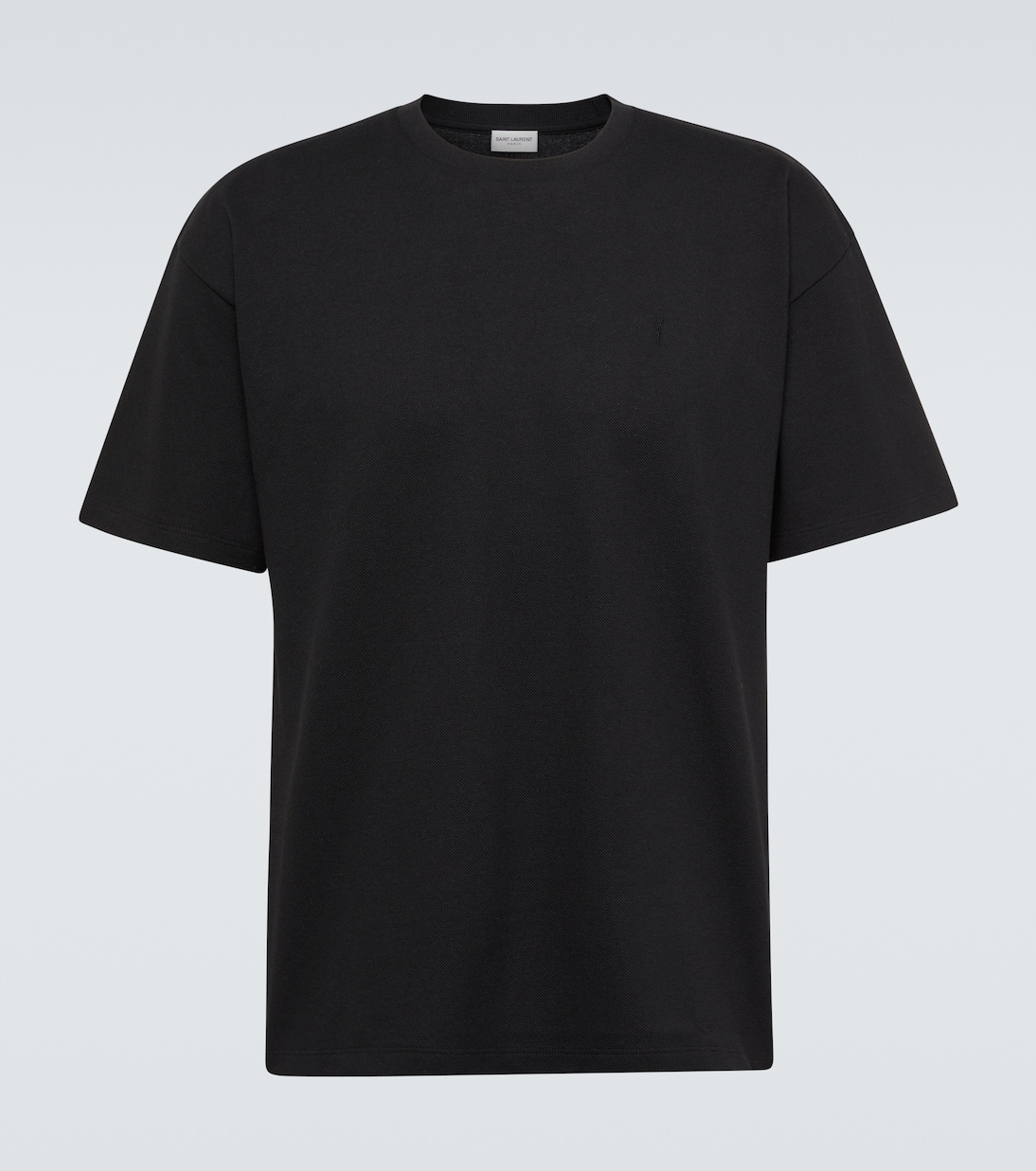 T-shirt Cassandre in piqué di misto cotone | Saint Laurent