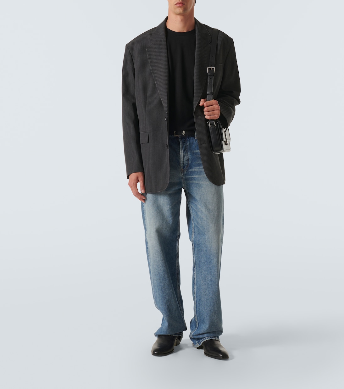 T-shirt Cassandre in piqué di misto cotone | Saint Laurent