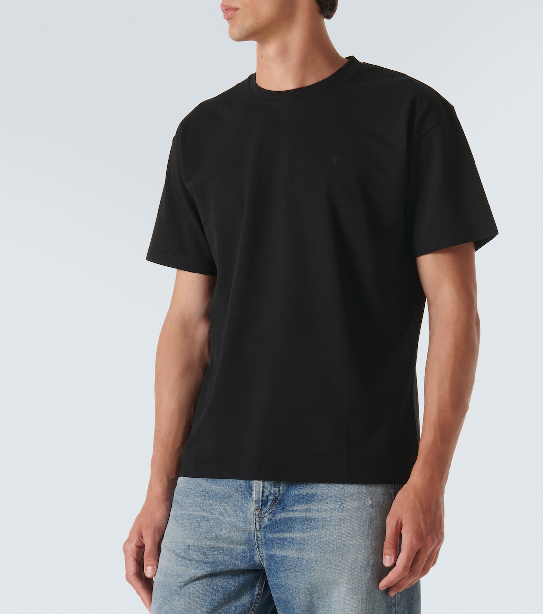 T-shirt Cassandre in piqué di misto cotone | Saint Laurent