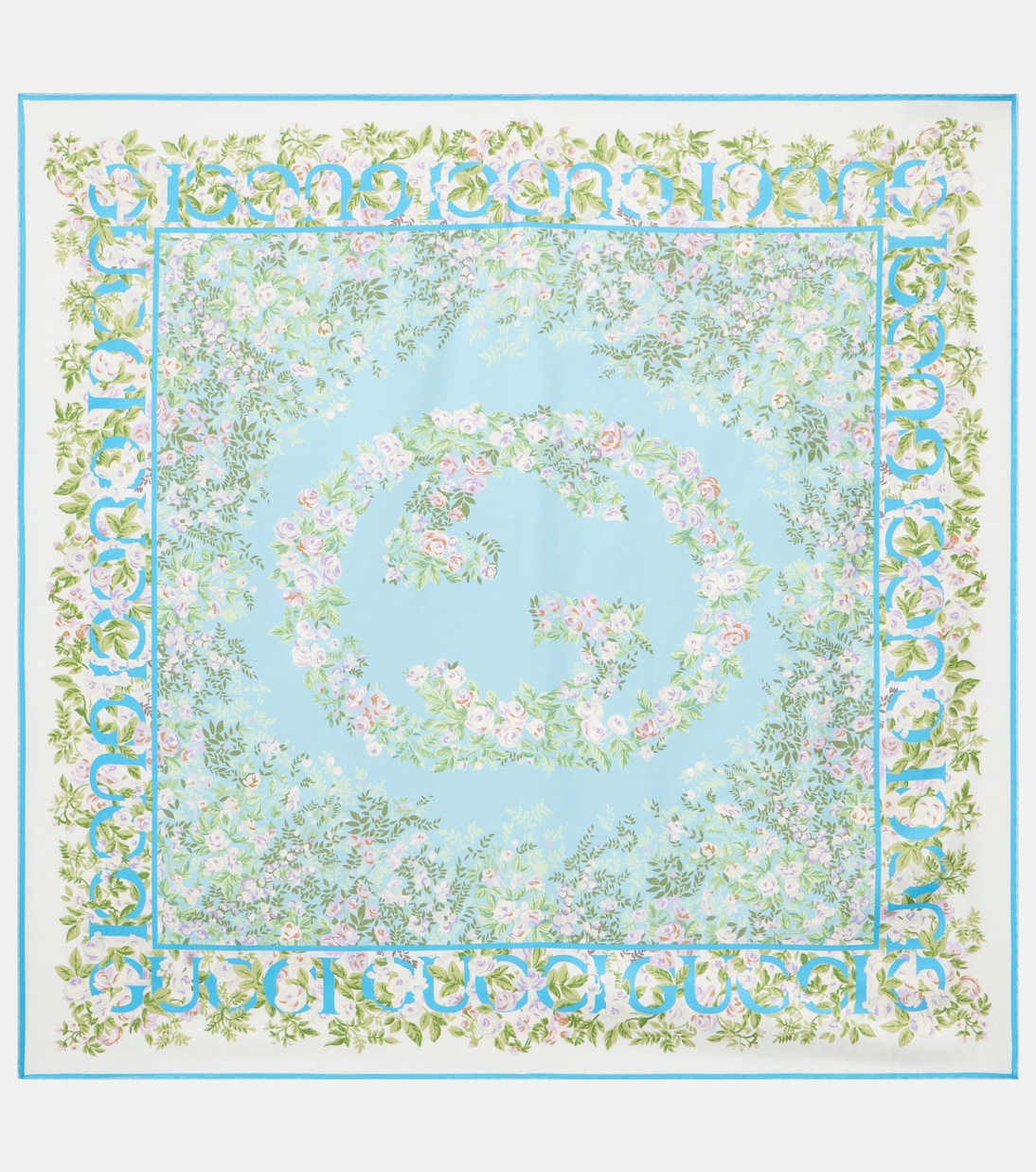 Sciarpa in seta twill GUCCI con motivo floreale GG per stile giovanile