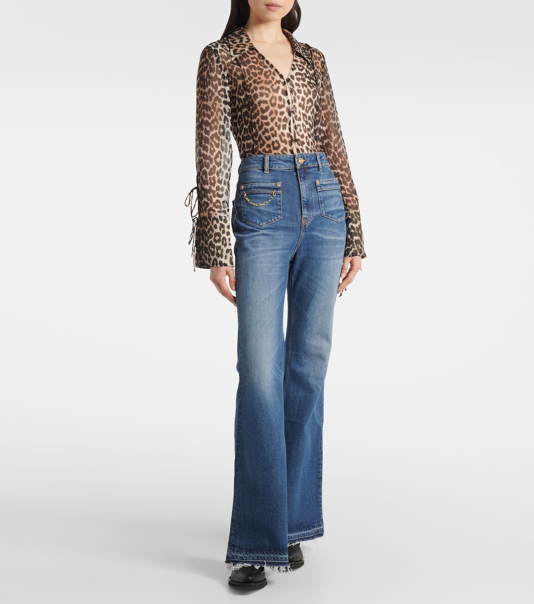 High-Rise Flared Jeans Blue Future Goddi | Ganni