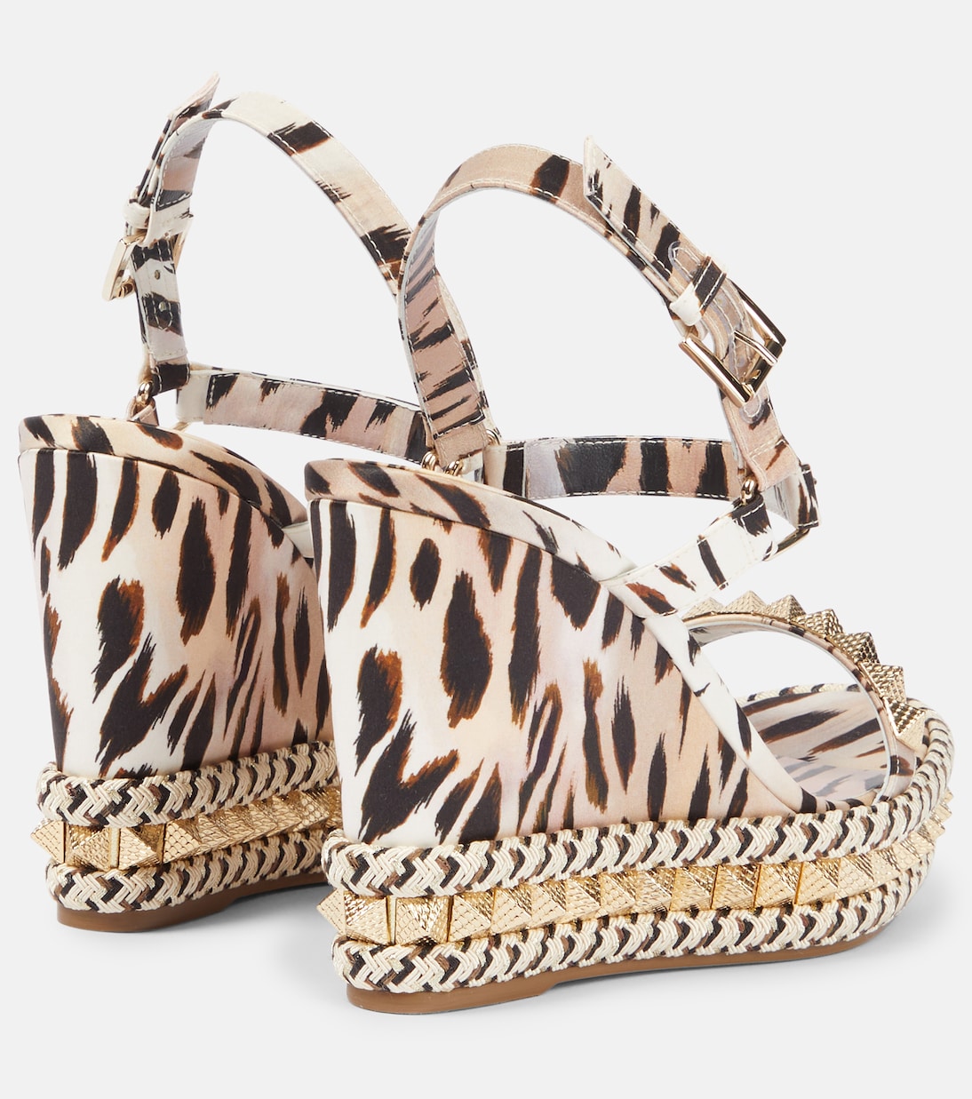 Scarpe espadrillas in raso stampa leopardo Pyraclou 110 di Christian Louboutin per un look giovane e audace