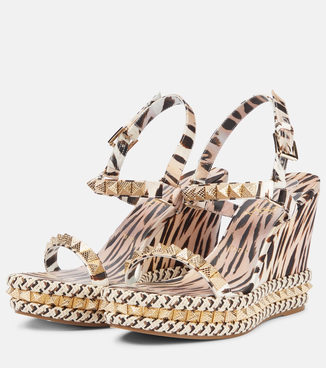 Scarpe espadrillas in raso stampa leopardo Pyraclou 110 di Christian Louboutin per un look giovane e audace