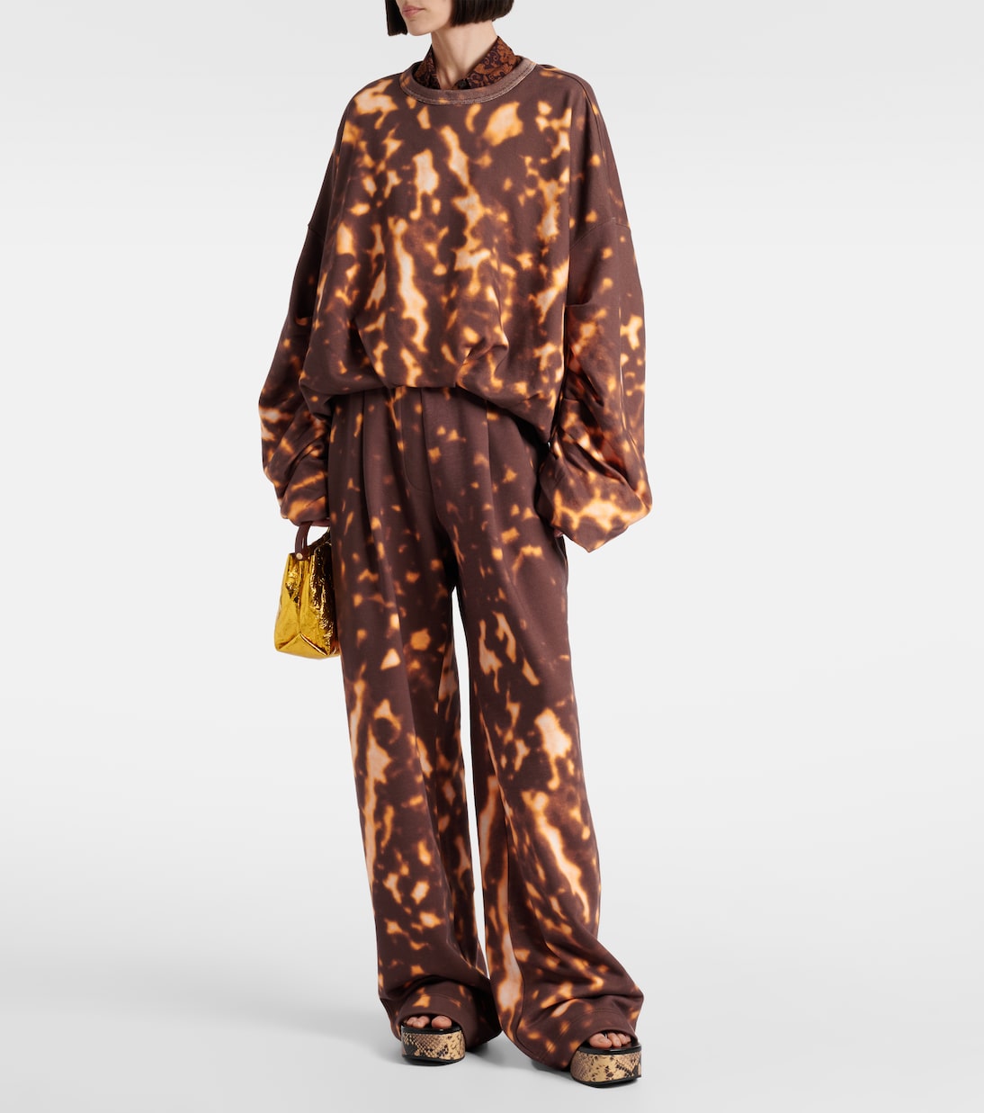 Pantaloni a gamba larga in cotone con stampa  | Dries Van Noten
