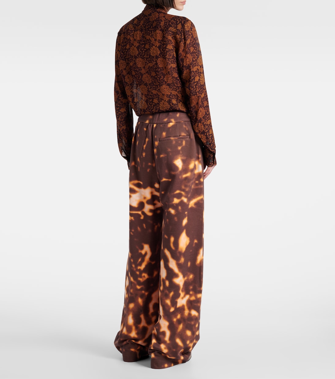 Pantaloni a gamba larga in cotone con stampa  | Dries Van Noten