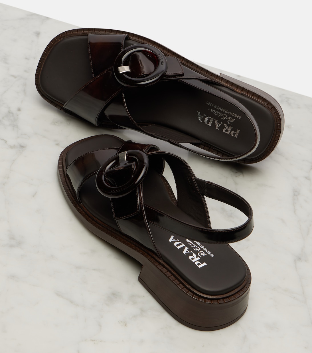 Sandales Sienna slingback en cuir | Prada
