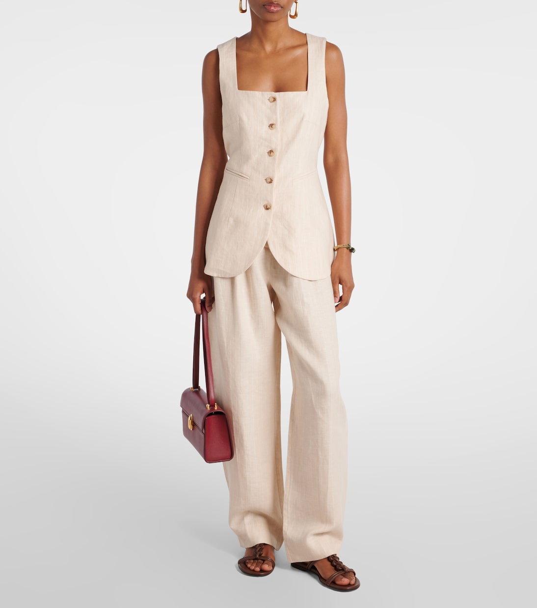 Lucille pinstripe linen vest | Posse