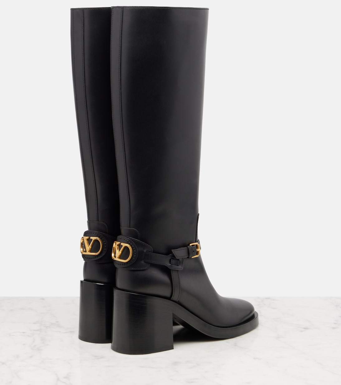 VLogo leather knee-high boots | Valentino Garavani
