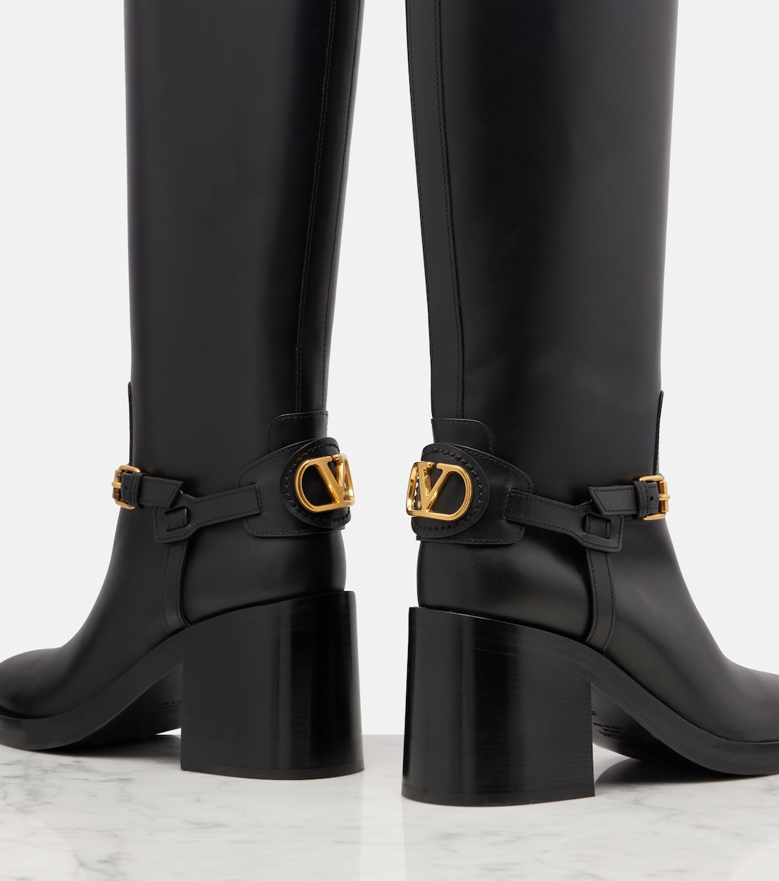 VLogo leather knee-high boots | Valentino Garavani