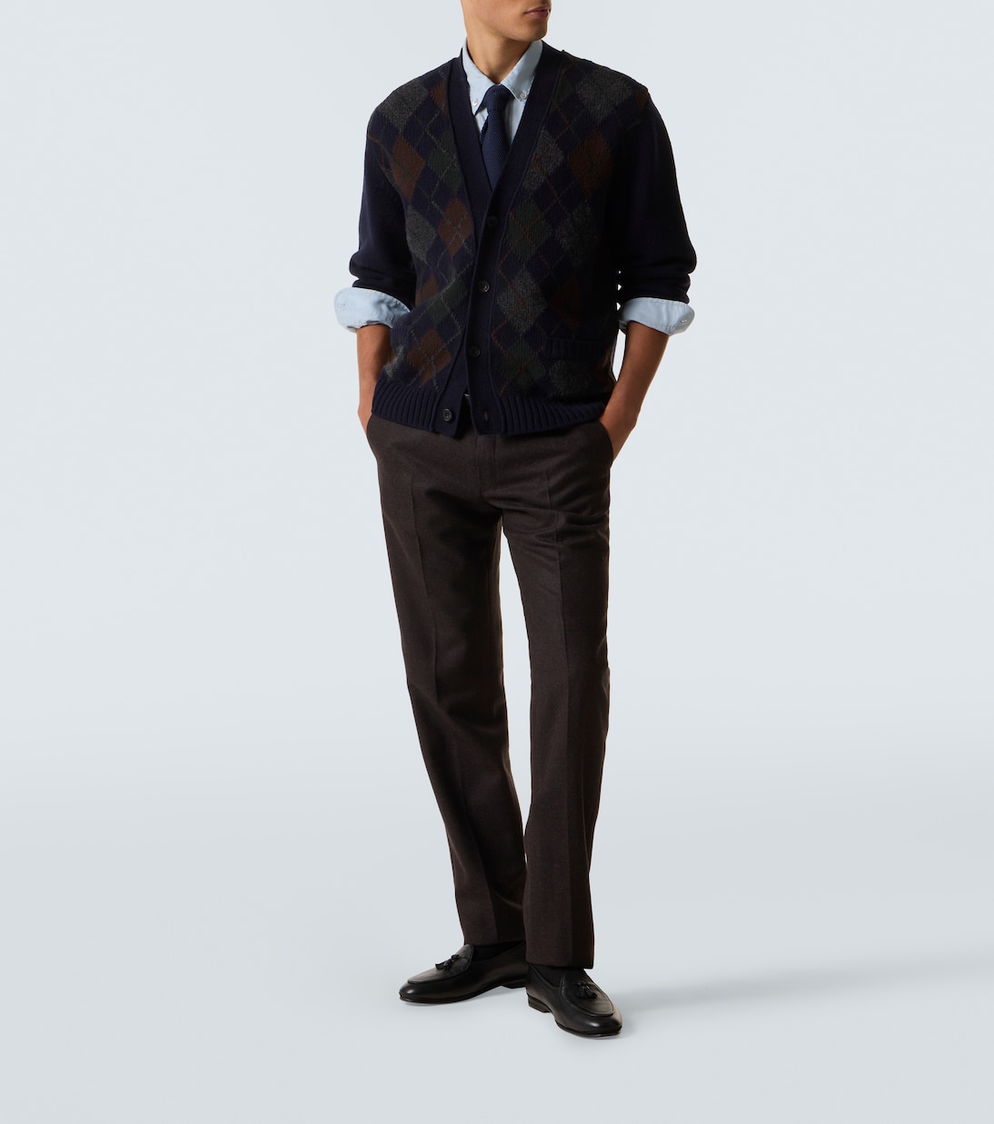 Argyle wool cardigan | Rubinacci