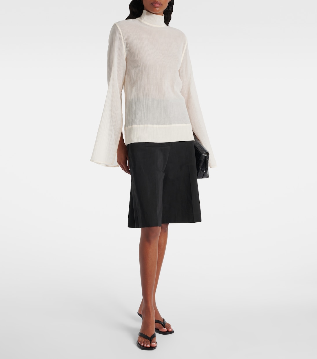 Top de cuello alto de algodón y seda | Toteme
